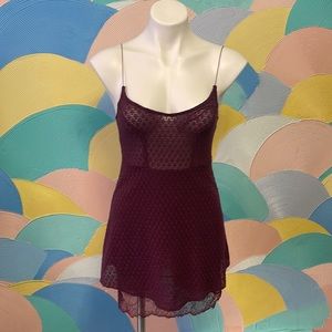 Free People maroon mini dress Sz Xs lace with slip